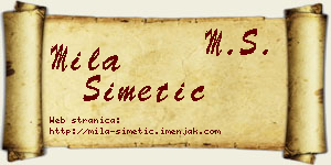 Mila Simetić vizit kartica